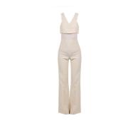 Patrizia Pepe Elegant V-Hals Jumpsuit Beige, Dam