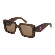 Prada Brun Transparent Oversize Solglasögon Brown, Unisex