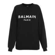 Balmain Ekodesignerad bomullssweatshirt med logotryck Black, Dam