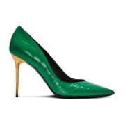 Balmain Ruby stilettos i krokodiltryckt läder Green, Dam
