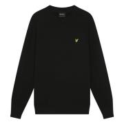 Lyle & Scott Stickad tröja med rutigt mönster Black, Herr