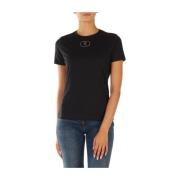 Elisabetta Franchi Bomull T-shirt med Frontlogo Black, Dam