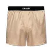 Tom Ford Sidenboxershorts med logotyp Beige, Herr