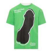 JW Anderson Grön Crew Neck T-Shirt med Framsida Tryck Green, Herr