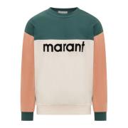 Isabel Marant Mäns Crew Neck Logo Sweatshirt Orange, Herr