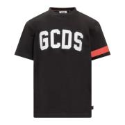 Gcds Svart Logga T-shirt med Röda Band Black, Herr