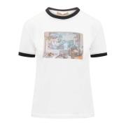 Cormio Tryckt Crew Neck T-shirt White, Dam