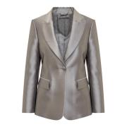 Alberta Ferretti Stilig Enkelknäppt Blazer med Knappar Gray, Dam