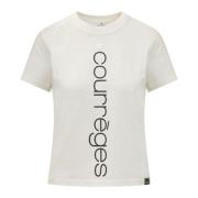 Courrèges Vit T-shirt med korta ärmar och tryck fram White, Dam