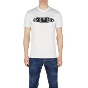 Dsquared2 Herr Bomull T-Shirt, Logo Print, S74Gd1097 White, Herr