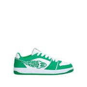 Enterprise Japan Läder Sneakers med Stjärna Patch Logo Green, Dam