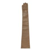 Max Mara Beige Nappa Handskar med Mono Logo Beige, Dam