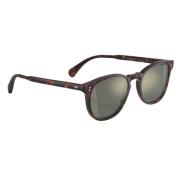 Oliver Peoples Runda Havana Solglasögon med Spegelglas i Guld Brown, H...