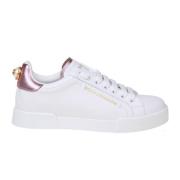 Dolce & Gabbana Portofino Sneakers i vitt läder med logopärla White, D...