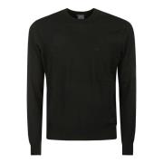 Paul & Shark Broderad ullstretch crewneck Black, Herr