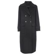 Max Mara Weekend Dubbel Ullkappa med Vadderad Rygg Black, Dam