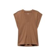 Frame Bomull V-ringad T-shirt för Kvinnor Brown, Dam