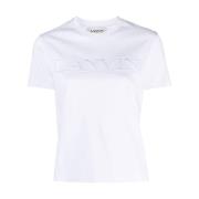 Lanvin Logo Lettering Bomull T-Shirt White, Dam
