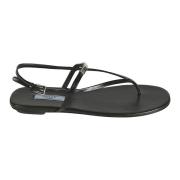 Prada Klassiska svarta platta sandaler Black, Dam