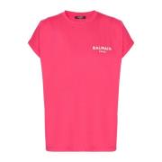Balmain Flockad T-shirt Pink, Dam