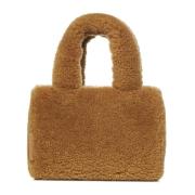 Amina Muaddi Beige Shearling Handtag Axelväska Beige, Dam