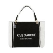 Saint Laurent Rive Gauche Terry Cloth Tote Bag Black, Dam