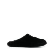 Givenchy Svarta Shearling Slides med Logo Plaque Black, Dam