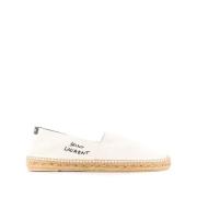 Saint Laurent Beige Platta Skor med Broderad Logotyp Beige, Herr