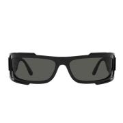 Versace Rektangulära solglasögon med mörkgrå lins och svart båge Black...