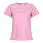 Pinko Basisk Bomull Jersey T-shirt med Mini Logo Pink, Dam