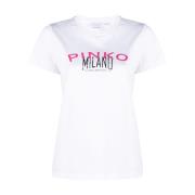 Pinko Logo Print Vita T-shirts och Polos White, Dam