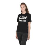 Love Moschino Svart Bomull T-Shirt Black, Dam