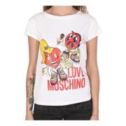 Love Moschino Vit Bomull Spandex T-Shirt White, Dam