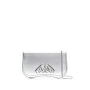 Alexander McQueen Metallic Effekt Signature Seal Logo Väska Gray, Dam