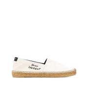 Saint Laurent Beige Logo-Broderade Espadriller Beige, Dam