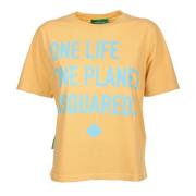 Dsquared2 Tryckt T-shirt, Regular Fit Yellow, Dam