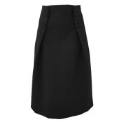 Givenchy Svart kjol med knapp- och veckdetalj Black, Dam