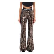 Palm Angels Logo Tape Sequins Flare Byxor Brown, Dam