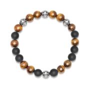 Nialaya Men's Wristband with Brown Tiger Eye and Matte Onyx Brown, Her...