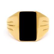 Nialaya Gold Squared Signet Ring with Onyx Yellow, Herr