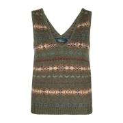 Ralph Lauren Fair Isle Cardigan för kvinnor Green, Dam