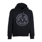 Versace Jeans Couture Svart V Emblem Hoodie Black, Herr