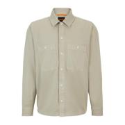 Hugo Boss Overskjorta i Garment-Dyed Bomullstwill Beige, Herr