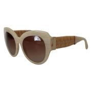 Dolce & Gabbana Beige Acetate Brown Lenses Solglasögon Beige, Dam