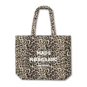 Mads Nørgaard Leopard Print Tote Bag Beige, Dam