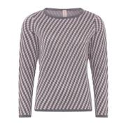 Skovhuus Speciell Rutig Pullover Blus Grå Gray, Dam