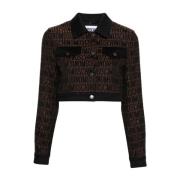 Moschino Brun Logo Print Jacka Brown, Dam