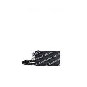 Balenciaga Svart läderkorthållare med BB-monogram Black, Herr