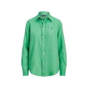 Polo Ralph Lauren Avslappnad Linneskjorta med Broderad Logotyp Green, ...