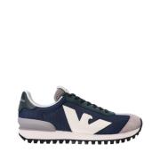 Giorgio Armani Blåa Aslappnade Syntetiska Sneakers för Män Blue, Herr